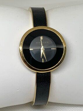 Anne Klein gold black tone women’s watch 30mm quartz analog Ak/1232 running